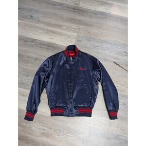 Vtg 80s FRIDAYS TV Show Crew Jacket Satin Bomber Larry David Andy Kaufman XL